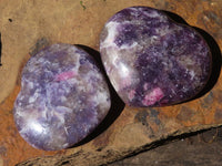 Polished Purple Lepidolite Hearts  x 6 From Madagascar - Toprock Gemstones and Minerals 