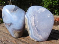 Polished Blue Lace Agate Standing Free Forms  x 2 From Nsanje, Malawi - Toprock Gemstones and Minerals 