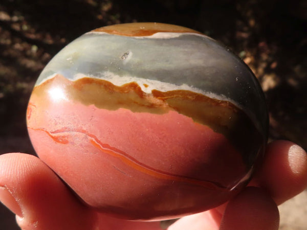 Polished Polychrome / Picasso Jasper Palm Stones  x 6 From Madagascar