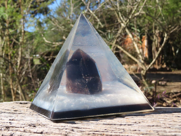 Polished Smokey Quartz Crystal Set In A Clear Resin Pyramid x 1 From Southern Africa - TopRock