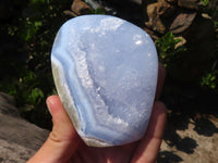 Polished Blue Lace Agate Standing Free Forms  x 2 From Nsanje, Malawi - Toprock Gemstones and Minerals 