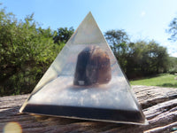 Polished Smokey Quartz Crystal Set In A Clear Resin Pyramid x 1 From Southern Africa - TopRock