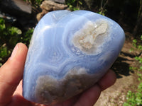 Polished Blue Lace Agate Standing Free Forms  x 2 From Nsanje, Malawi - Toprock Gemstones and Minerals 