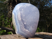 Polished Blue Lace Agate Standing Free Forms  x 2 From Nsanje, Malawi - Toprock Gemstones and Minerals 