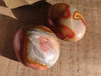 Polished Polychrome / Picasso Jasper Palm Stones  x 6 From Madagascar