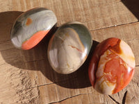 Polished Polychrome / Picasso Jasper Palm Stones  x 6 From Madagascar