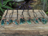 Polished XX Rare Chrome Emerald Chrysoprase Specimens in Copper Art Wire Wrap Pendant - sold per piece - From Mutorashanga, Zimbabwe - TopRock