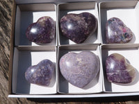 Polished Purple Lepidolite Gemstone Hearts  x 6 From Madagascar - Toprock Gemstones and Minerals 