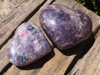 Polished Purple Lepidolite Gemstone Hearts  x 6 From Madagascar - Toprock Gemstones and Minerals 