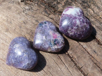 Polished Purple Lepidolite Gemstone Hearts  x 6 From Madagascar - Toprock Gemstones and Minerals 