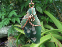 Polished XX Rare Chrome Emerald Chrysoprase Specimens in Copper Art Wire Wrap Pendant - sold per piece - From Mutorashanga, Zimbabwe - TopRock