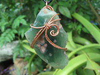Polished XX Rare Chrome Emerald Chrysoprase Specimens in Copper Art Wire Wrap Pendant - sold per piece - From Mutorashanga, Zimbabwe - TopRock