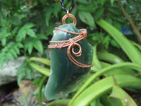 Polished XX Rare Chrome Emerald Chrysoprase Specimens in Copper Art Wire Wrap Pendant - sold per piece - From Mutorashanga, Zimbabwe - TopRock