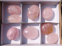 Polished Gemmy Pink Rose Quartz Palm Stones  x 8 From Madagascar - Toprock Gemstones and Minerals 