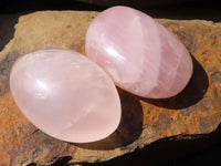 Polished Gemmy Pink Rose Quartz Palm Stones  x 8 From Madagascar - Toprock Gemstones and Minerals 