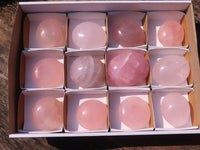 Polished Gemmy Pink Rose Quartz Palm Stones  x 12 From Ambatondrazaka, Madagascar - Toprock Gemstones and Minerals 