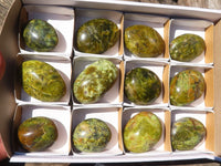 Polished Green Opal Galet / Palm Stones x 12 From Antsirabe, Madagascar