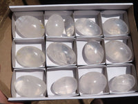 Polished Girasol Pearl Quartz Palm Stones  x 13 From Ambatondrazaka, Madagascar - Toprock Gemstones and Minerals 