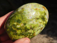 Polished Dendritic Green Opal Standing Free Forms  x 3 From Madagascar - Toprock Gemstones and Minerals 