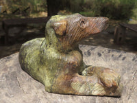 Polished Hand Carved Mountain Dog Sculptures  x 2 From Zimbabwe - TopRock