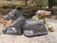 Polished Hand Carved Mountain Dog Sculptures  x 2 From Zimbabwe - TopRock