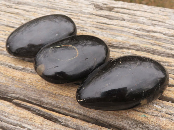 Polished Black Tourmaline / Schorl Palm Stones  x 20 From Madagascar - TopRock