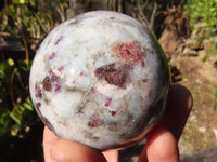 Polished Rubellite Pink Tourmaline Matrix Spheres x 4 From Madagascar