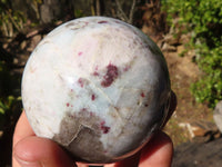 Polished Rubellite Pink Tourmaline Matrix Spheres x 4 From Madagascar