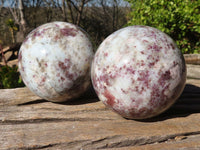 Polished Rubellite Pink Tourmaline Matrix Spheres x 4 From Madagascar