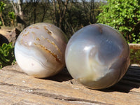 Polished Lovely Pair Of Agate Spheres  x 2 From Madagascar - Toprock Gemstones and Minerals 