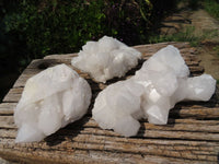 Natural Madagascar Snow White Quartz Clusters x 3 From Madagascar - TopRock