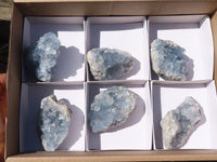 Natural Blue Celestite Crystal Specimens  x 6 From Sakoany, Madagascar