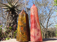 Polished Red & Yellow Ocean Jasper Points  x 2 From Madagascar