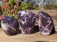 Polished  Purple Lepidolite Standing Free Forms  x 3 From Zimbabwe