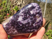 Polished  Purple Lepidolite Standing Free Forms  x 3 From Zimbabwe