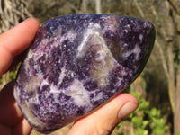 Polished  Purple Lepidolite Standing Free Forms  x 3 From Zimbabwe