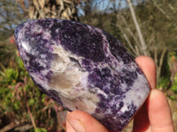 Polished  Purple Lepidolite Standing Free Forms  x 3 From Zimbabwe