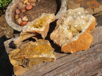 Natural Golden Limonite / Lemonite Quartz Clusters  x 3 From Zambia - Toprock Gemstones and Minerals 