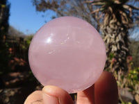 Polished Rare Blue Rose Quartz Spheres x 3 From Ambatondrazaka, Madagascar