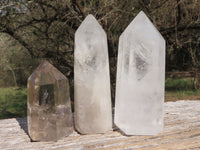 Polished Trio Of Clear & Smokey Quartz Points  x 3 From Madagascar - TopRock