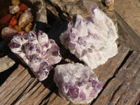 Natural Sugar Amethyst Clusters  x 3 From Zambia - Toprock Gemstones and Minerals 