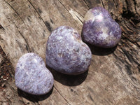 Polished Purple Lepidolite Hearts  x 6 From Madagascar - TopRock