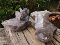 Natural Self Healed Large Smokey Quartz Crystals  x 2 From Mulanje, Malawi - Toprock Gemstones and Minerals 