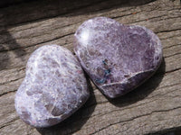 Polished Purple Lepidolite Hearts  x 6 From Madagascar - TopRock