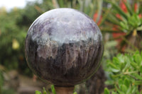 Polished Extra Large Chevron Amethyst Sphere With Smokey & White Crystalline Patterns x 1 From Madagascar - TopRock