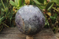 Polished Extra Large Chevron Amethyst Sphere With Smokey & White Crystalline Patterns x 1 From Madagascar - TopRock