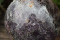 Polished Extra Large Chevron Amethyst Sphere With Smokey & White Crystalline Patterns x 1 From Madagascar - TopRock