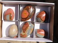 Polished Polychrome / Picasso Jasper Standing Free Forms  x 6 From Madagascar