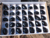 Polished Schorl Black Tourmaline Palm Stones  x 35 From Madagascar - Toprock Gemstones and Minerals 