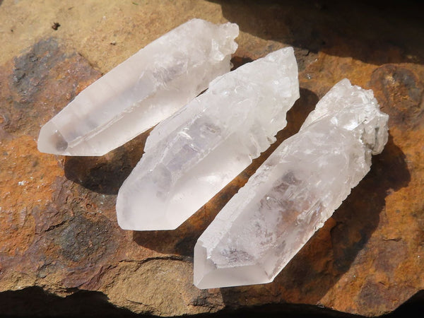 Natural Single Etched Clear Quartz Crystals  x 35 From Mpika, Zambia - Toprock Gemstones and Minerals 